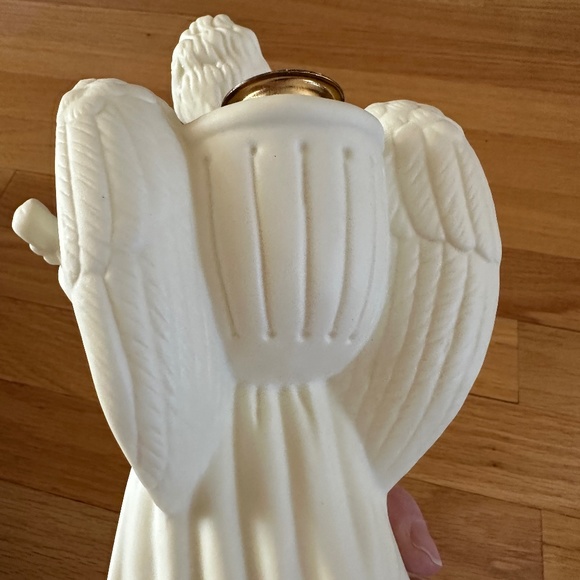 Lillian Vernon Angel Playing Mandolin Lute Candle Holders 10" Pair White #1816 - Picture 12 of 16